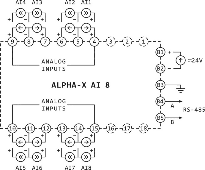 Схема подключения модуля Alpha-X AI 8