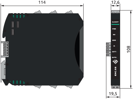 Габаритные размеры преобразователей ENC, мм