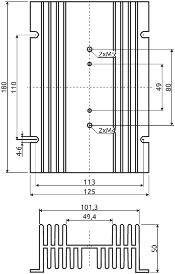 Габаритные размеры радиатора H1-060