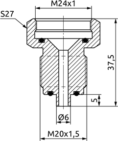 Габаритные размеры переходников TA.01 с наружной резьбой М20х1,5