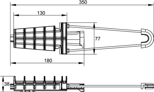Габаритные размеры держателя кабеля ЗАН 16-35/1000